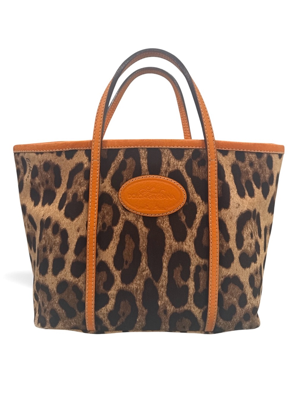 Dolce & Cabbana Leopard Print Tote Bag with Tan Trim Y2K